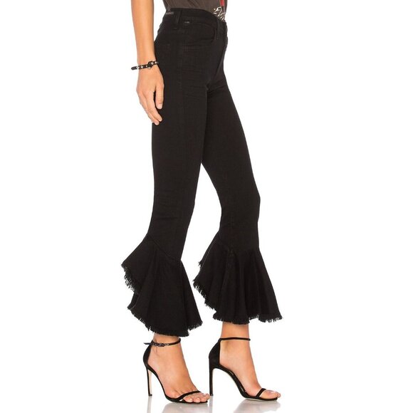 CITIZENS OF HUMANITY Drew Flounce Hem Black High Rise Cropped Jeans, Size 28 - Picture 3 of 16